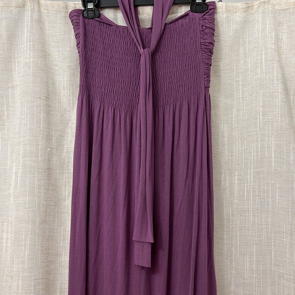 Type Z Strapless Maxi Dress with Tie around Neck Purple Size Large EUC - Picture 4 of 8